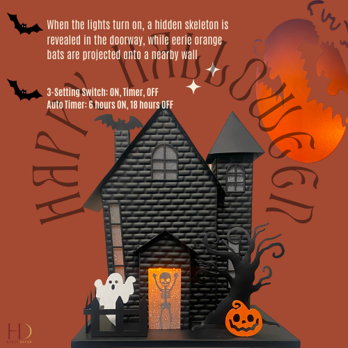Halloween Haunted House with Bat Projection