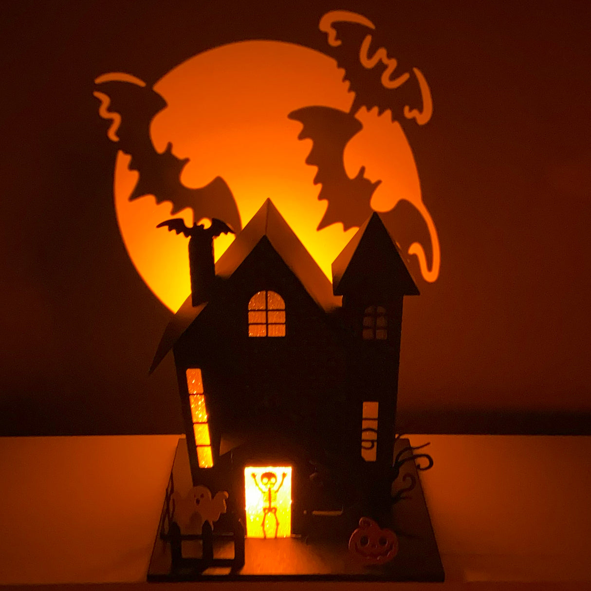 Halloween Haunted House with Bat Projection