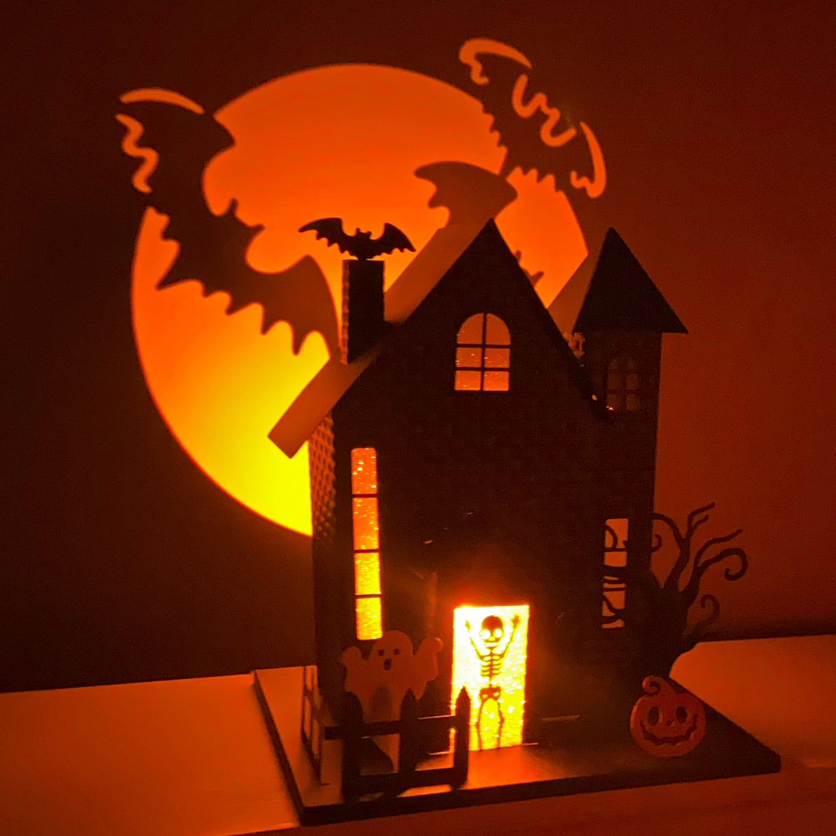 Halloween Haunted House with Bat Projection