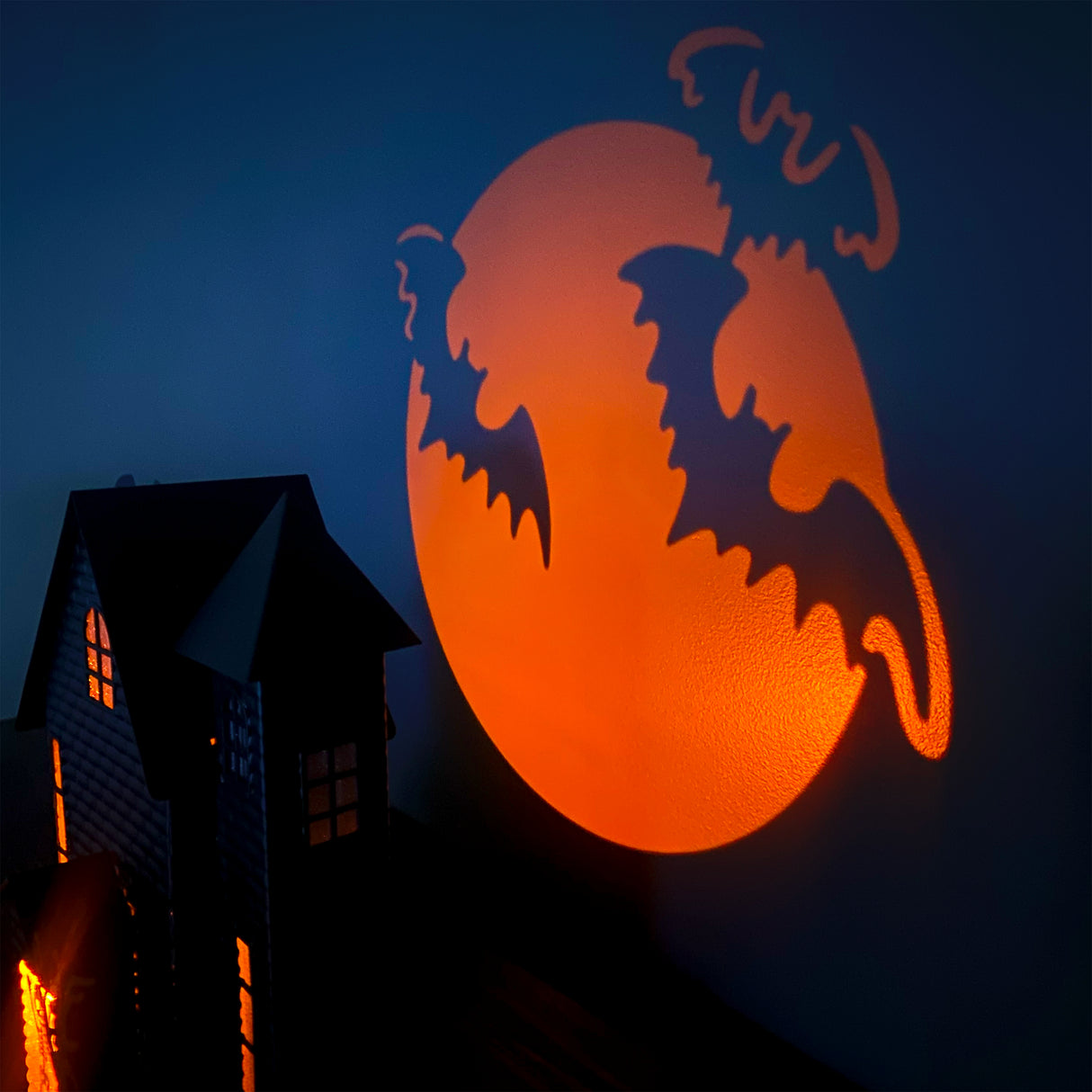 Halloween Haunted House with Bat Projection