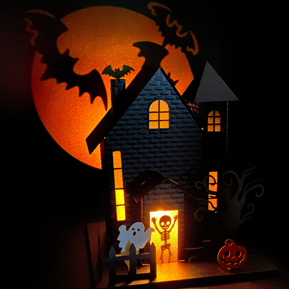 Halloween Haunted House with Bat Projection