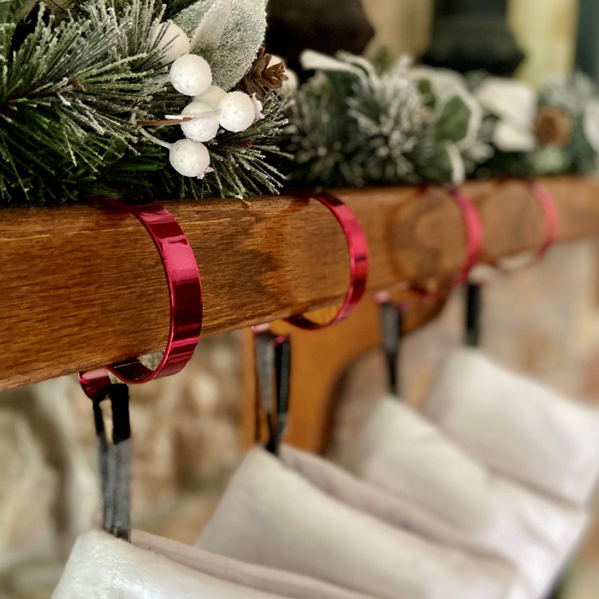 The Original MantleClip Stocking Holder - Magenta Rose