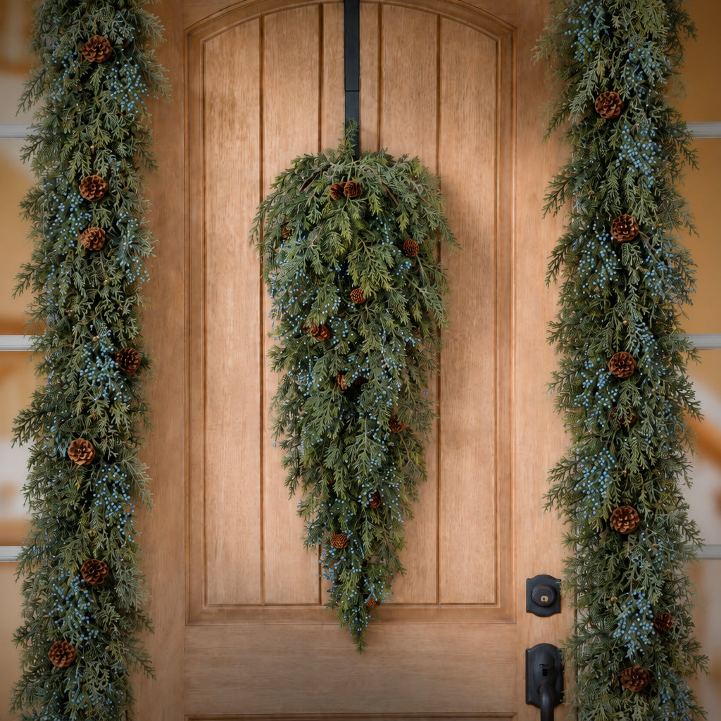Naturally Soft™ 36 inch Unlit Juniper Berry and Pinecone Teardrop Swag