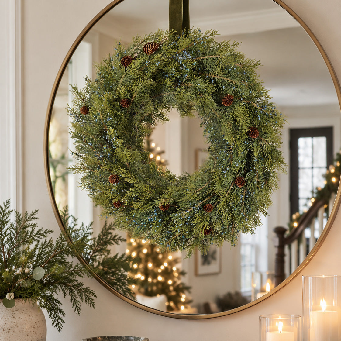 Naturally Soft™ 24 inch Unlit Juniper Berry and Pinecone Wreath
