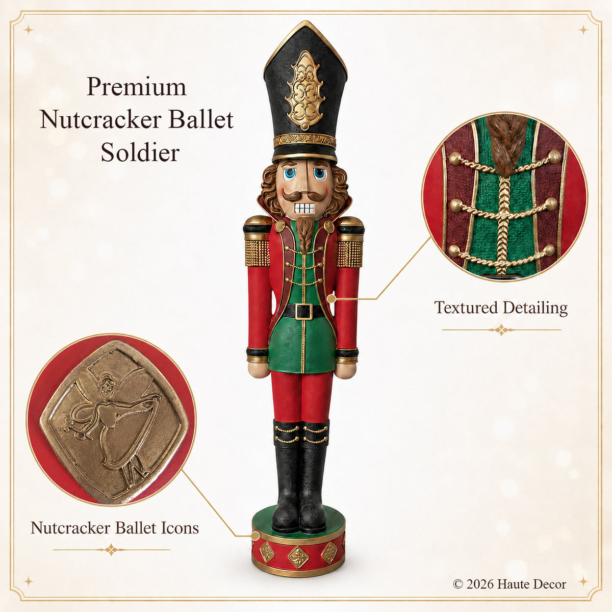 37 Inch Decorative Christmas Nutcracker - Ballet Icons, Red and Green