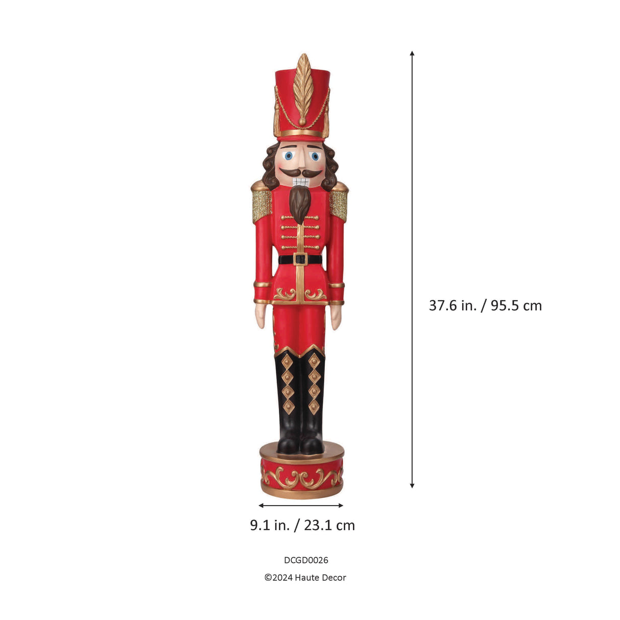 37 Inch Decorative Christmas Nutcracker -  Dark Red/Gold