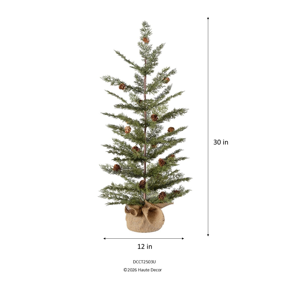 Spruce 30 Inch Tall Unlit Tabletop Tree with Wrapped Burlap Base