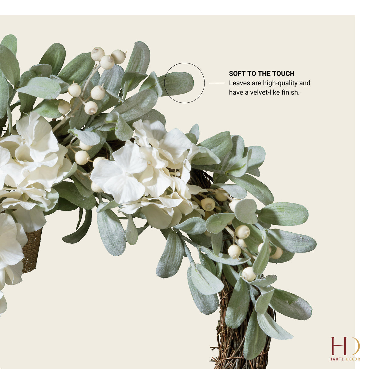 22 Inch Grapevine Hydrangea Wreath