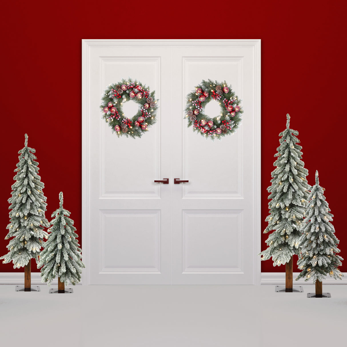 5 Foot Lightly Flocked Alpine Tree Pre-Lit Warm LED Lights with Timer