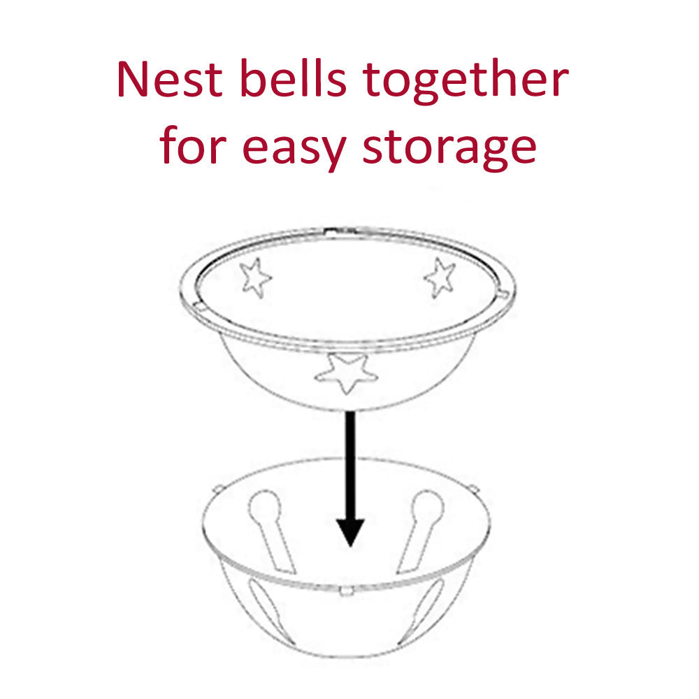 Christmas Ornament - Adapt Nesting Jingle Bells 120 Mm (4.7 Inch) - Gold, Silver, Red