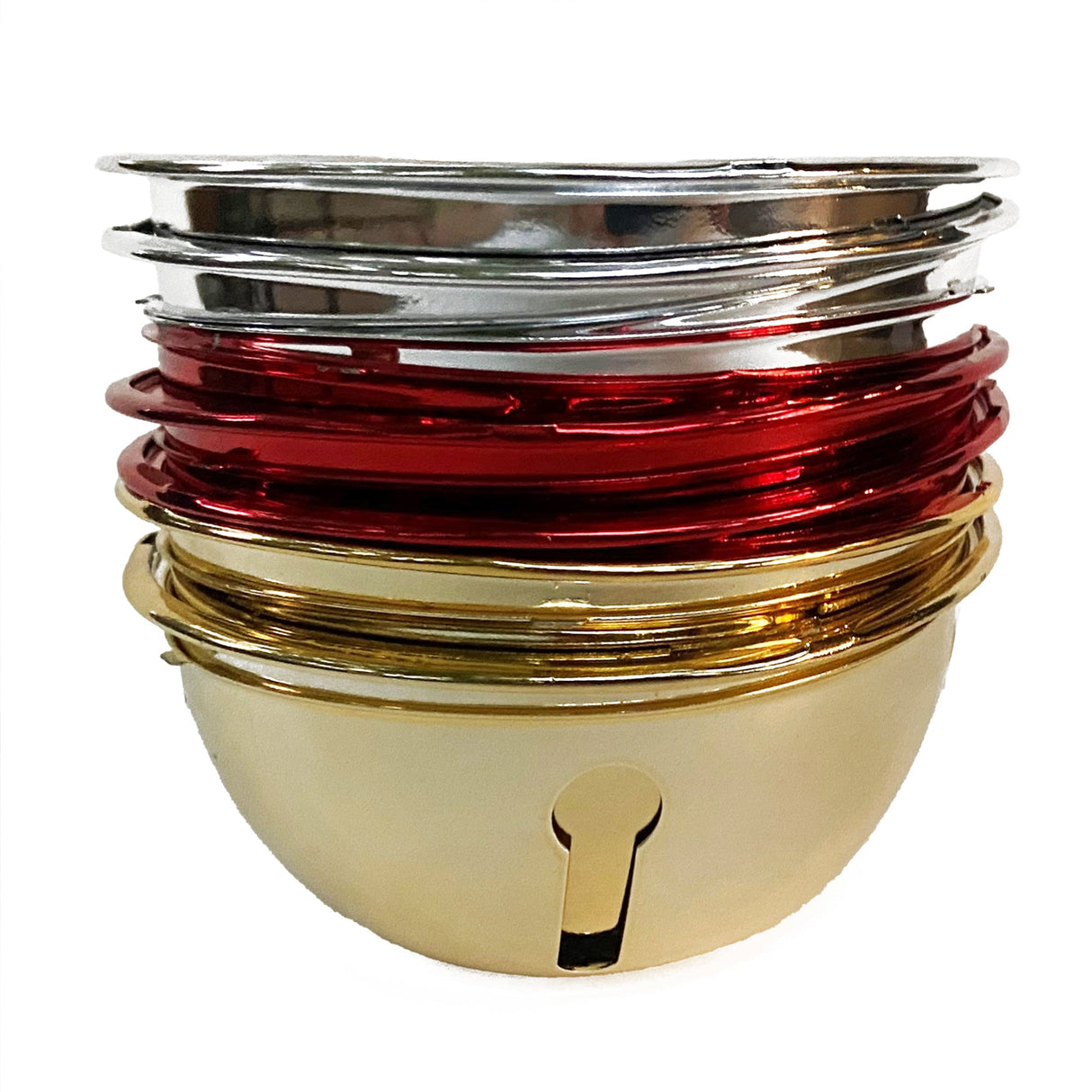 Christmas Ornament - Adapt Nesting Jingle Bells 120 Mm (4.7 Inch) - Gold, Silver, Red