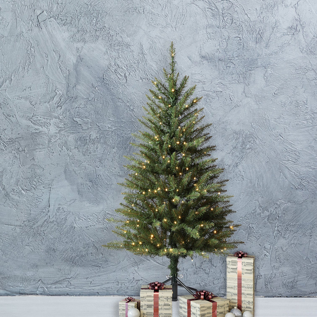 Christmas Tree - 4 Foot Dumont Fir Prelit With Warm White LED Lights