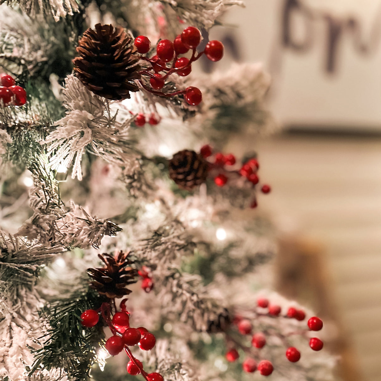 Christmas Tree - 4 Foot Prelit Frosted Ashcroft Fir Potted Christmas Tree