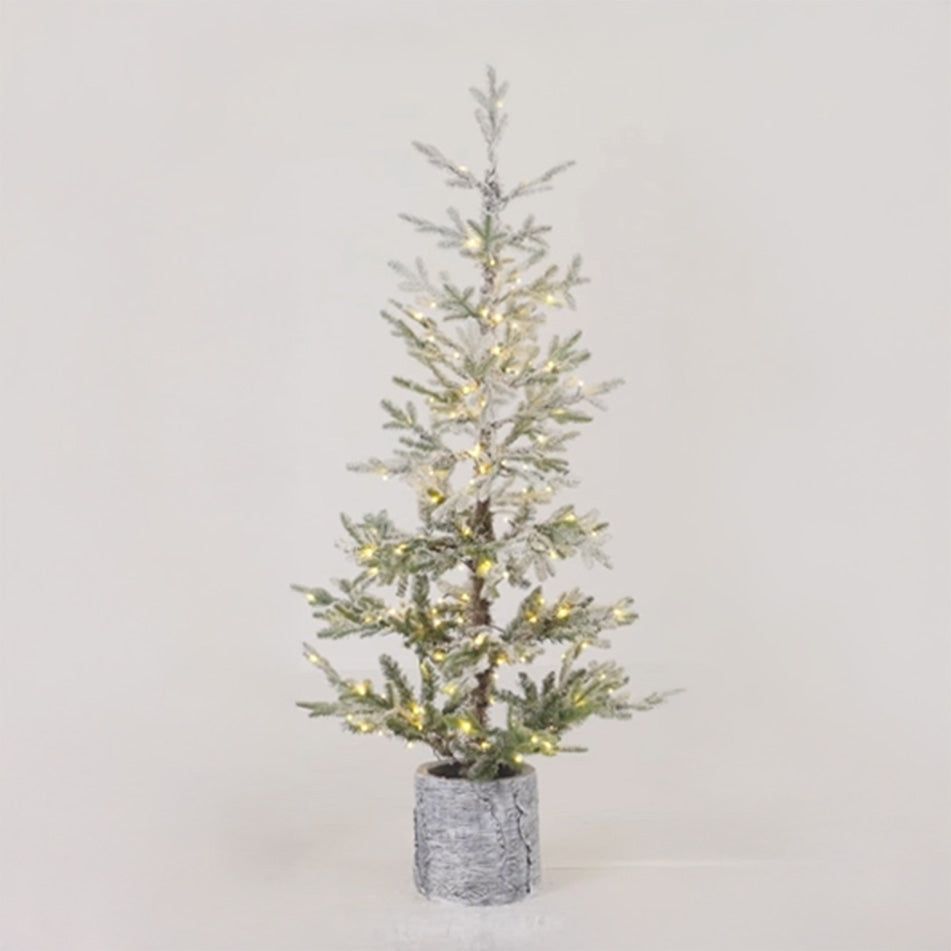 5 Foot Prelit Flocked Timberland Fir Potted Christmas Tree