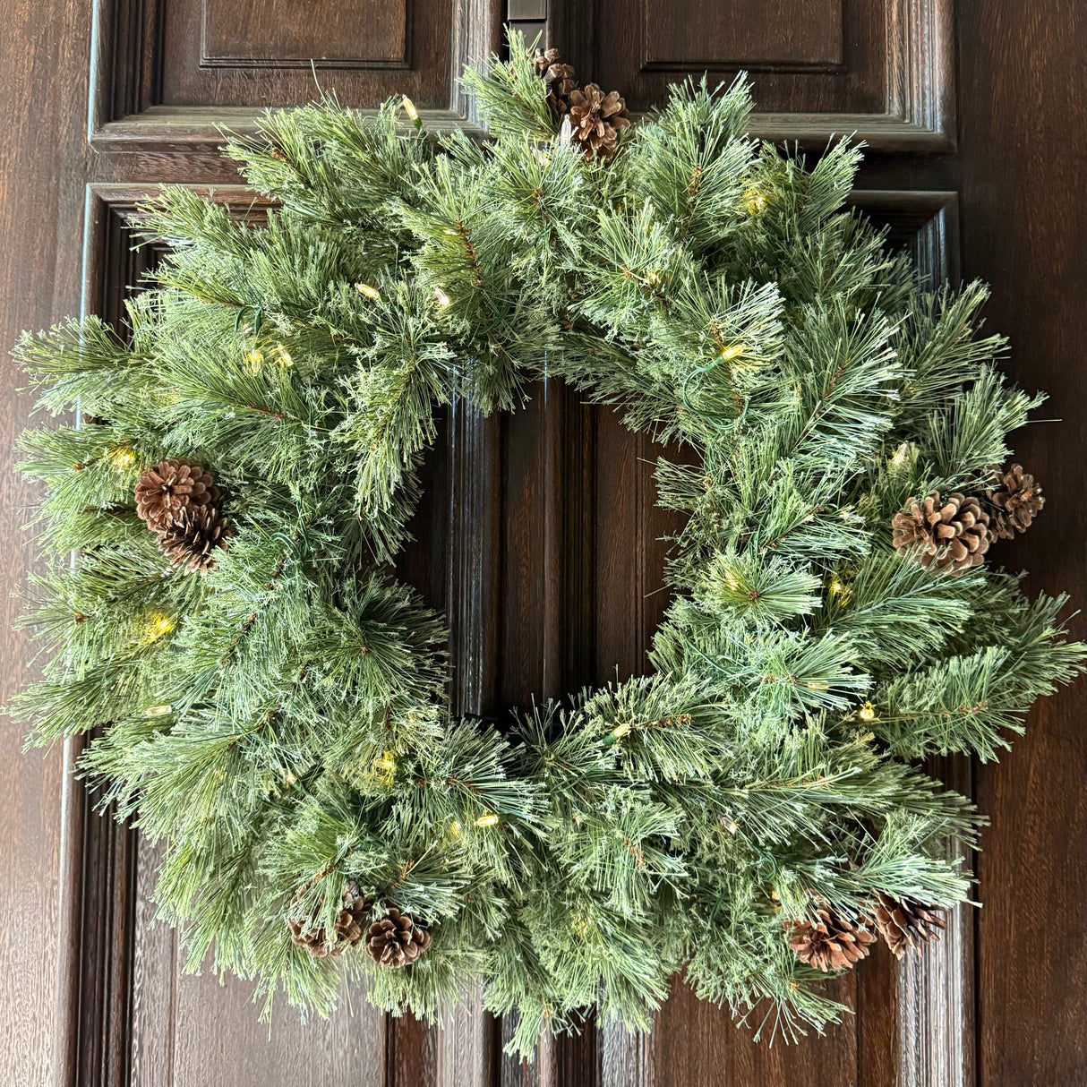 Haute Decor 24 Inch Cashmere Christmas Wreath with 50 Warm White LED Lights