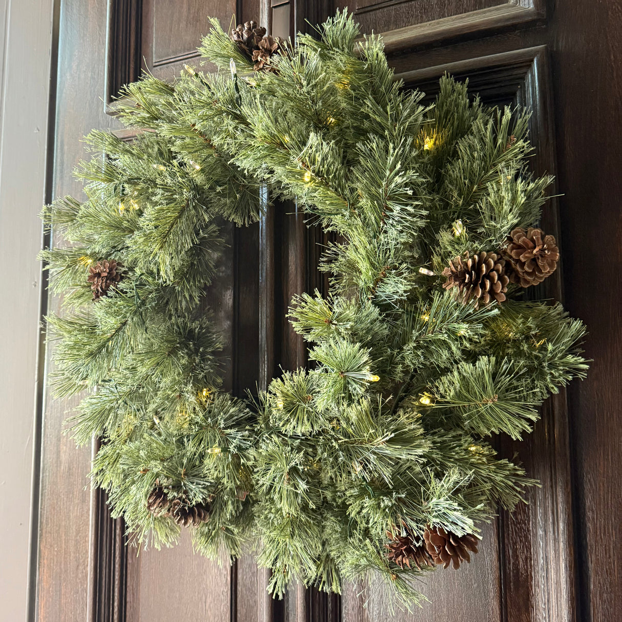 Haute Decor 24 Inch Cashmere Christmas Wreath with 50 Warm White LED Lights