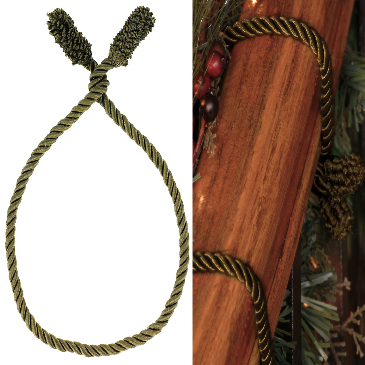 Decorative Twist Ties 6 Pack - Olive Green