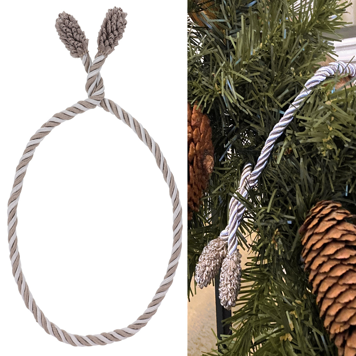 Decorative Twist Ties 6 Pack - Taupe/White