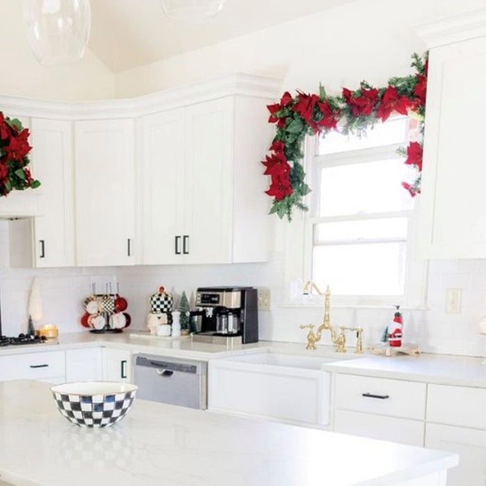 Garland - 6 Foot Poinsettia Pre-lit Christmas Garland