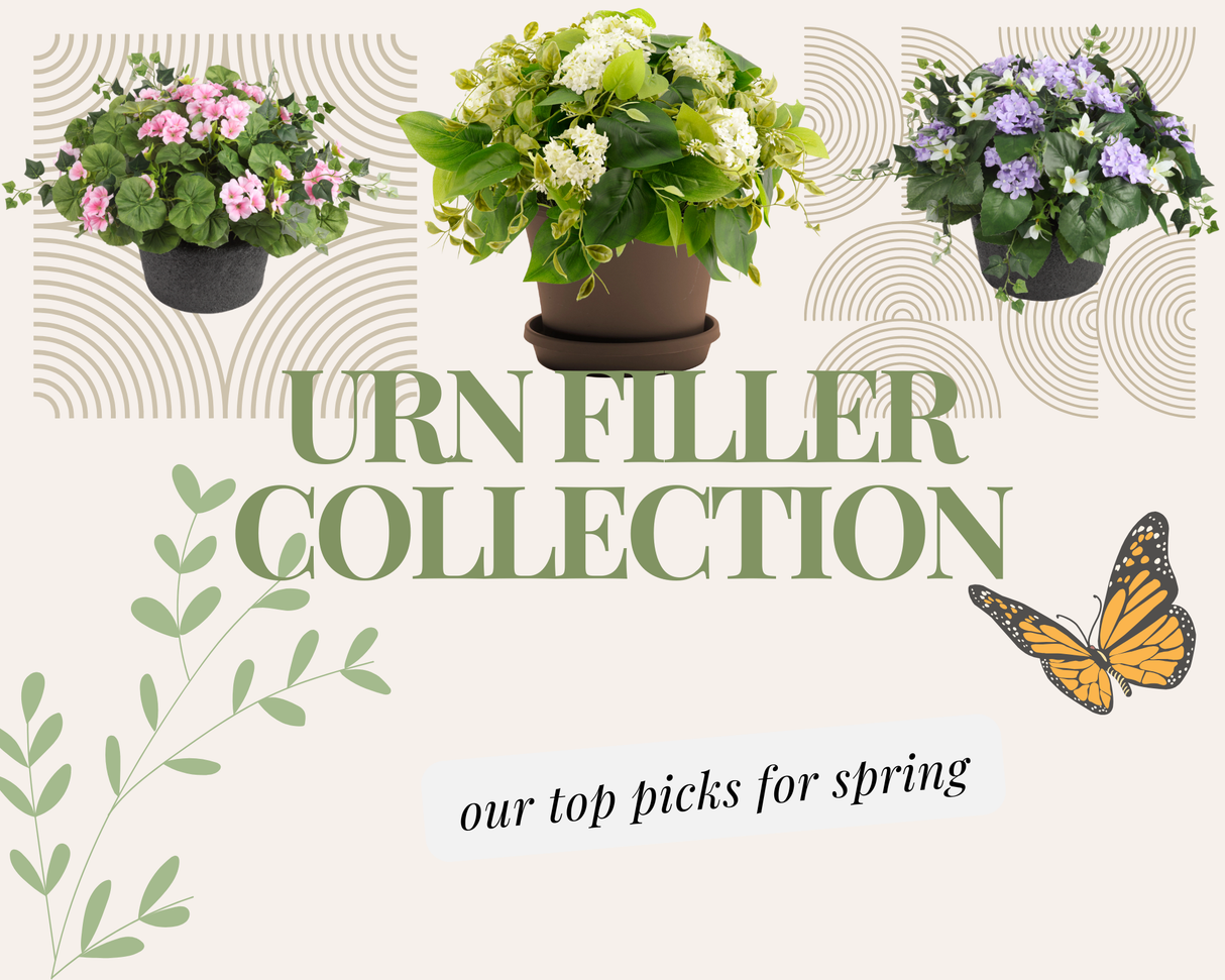 Purple Hydrangea Urn Filler With Adjustable Height