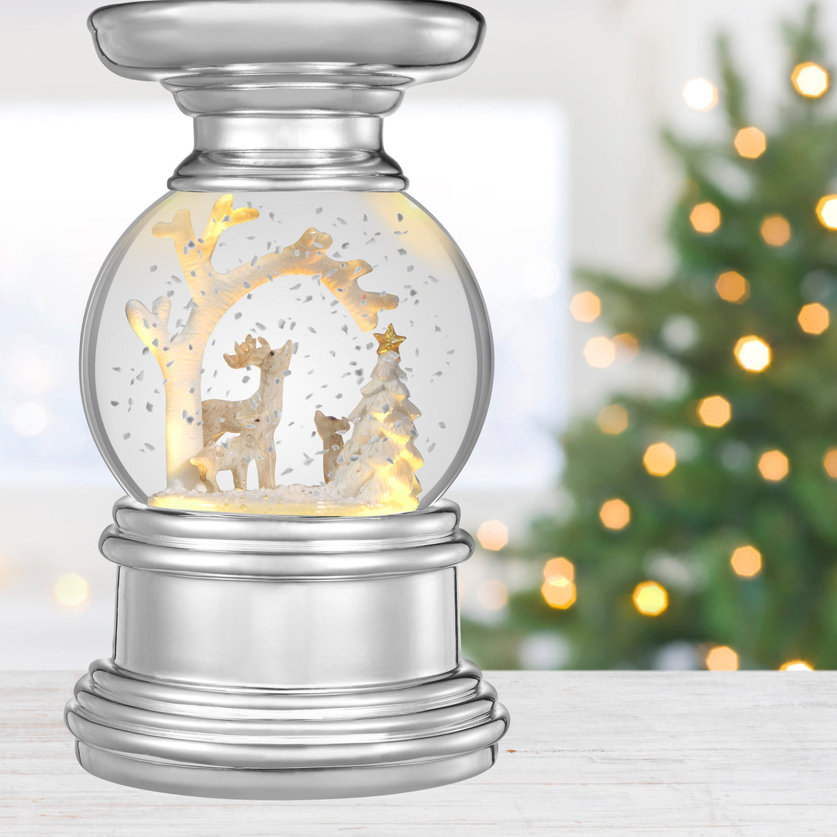 Snowburst?äó Christmas Snow Globe Candle Holder - Deer