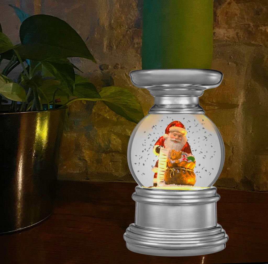 Snowglobe - Snowburst™ Christmas Snow Globe Candle Holder (Santa) With Timed Snowfall