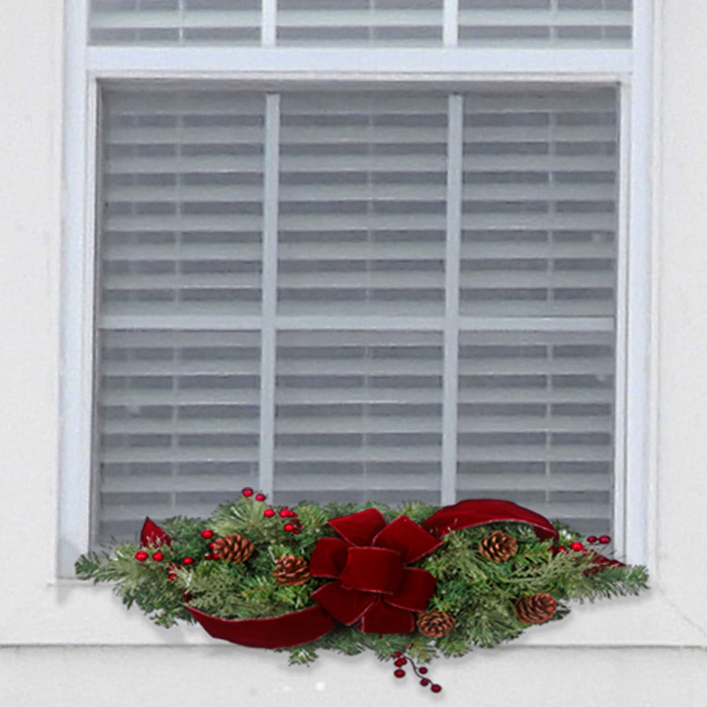 Swags - 28 Inch Classic Pre-lit Window Swag With LED Lights