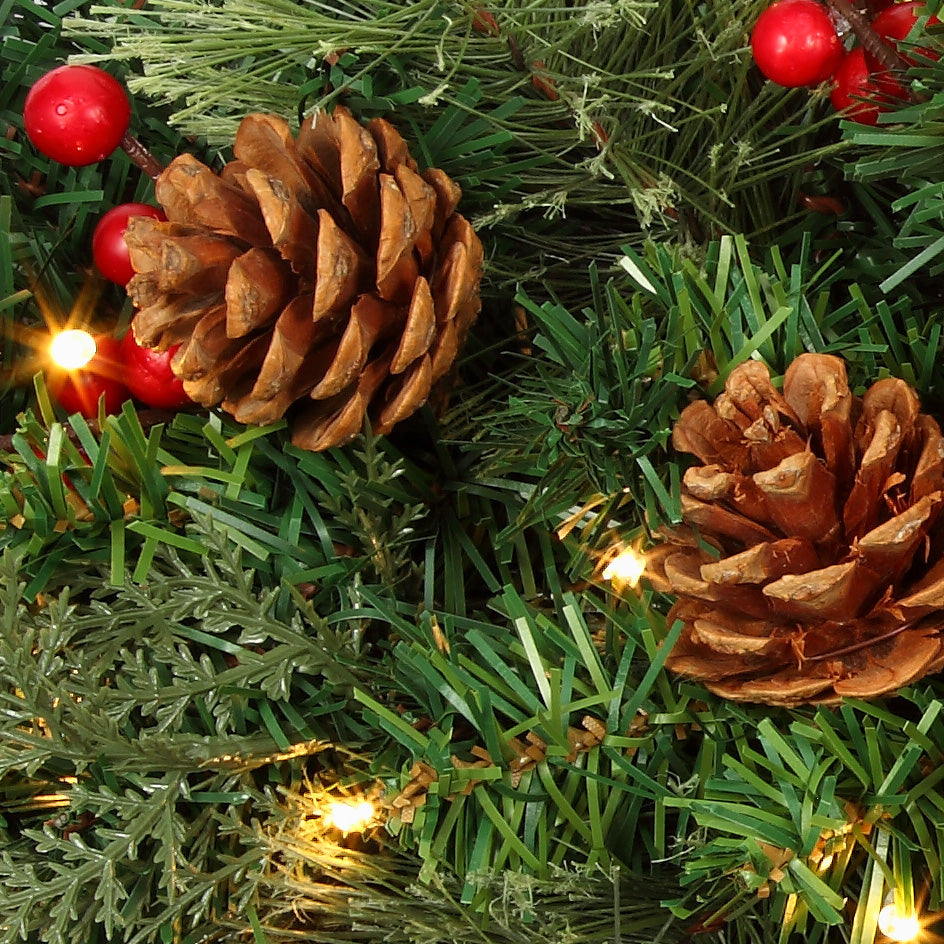 Swags - 28 Inch Classic Pre-lit Window Swag With LED Lights