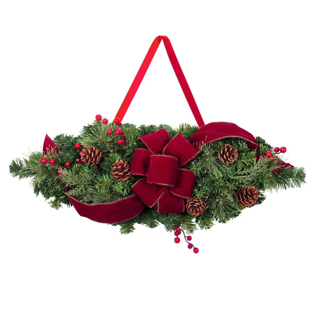 Swags - 28 Inch Classic Pre-lit Window Swag With LED Lights