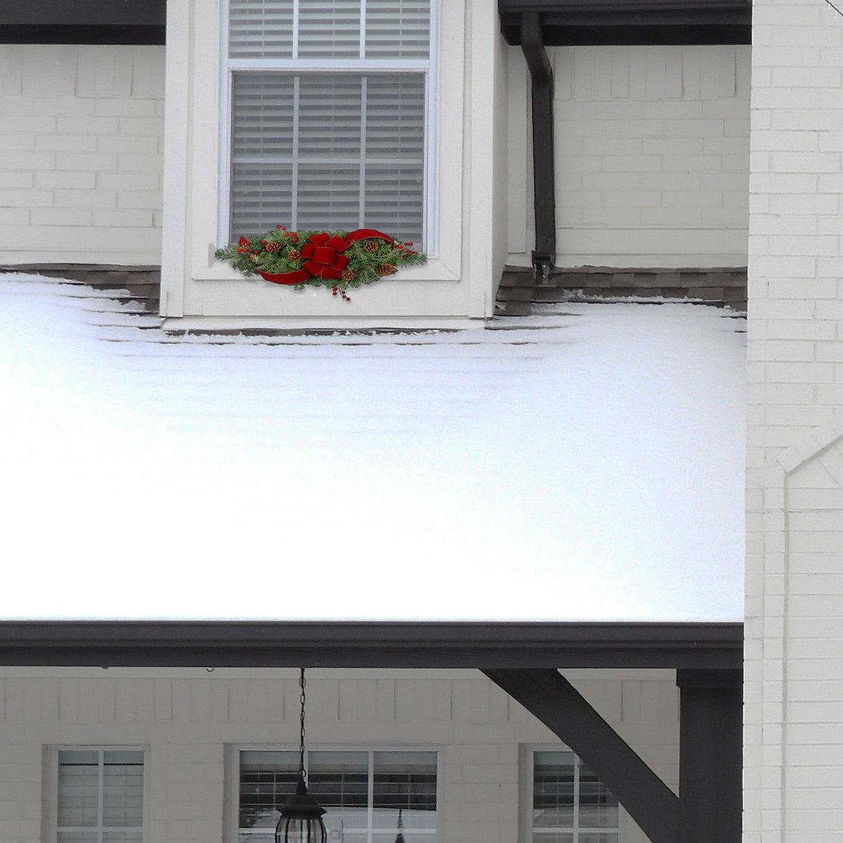 Swags - 28 Inch Classic Pre-lit Window Swag With LED Lights