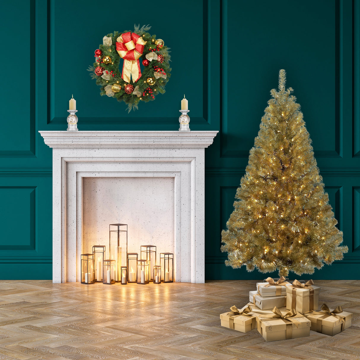 5 Foot Champagne Gold Tinsel Tree