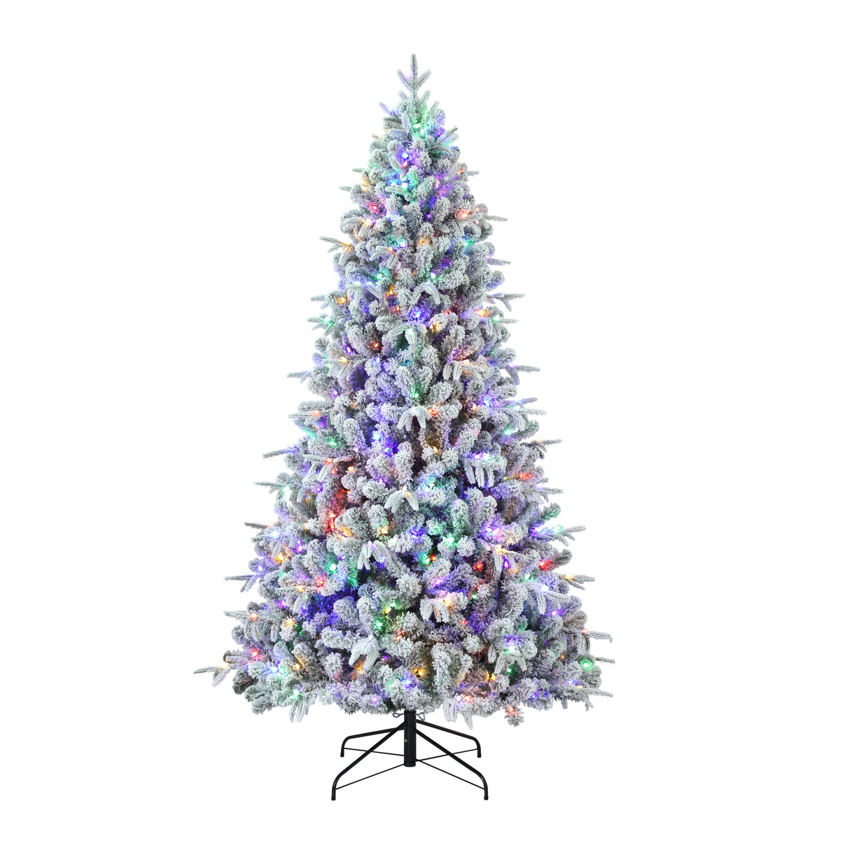 7.5 Foot Flocked Churchill Fir Tree - Color Changing Lights