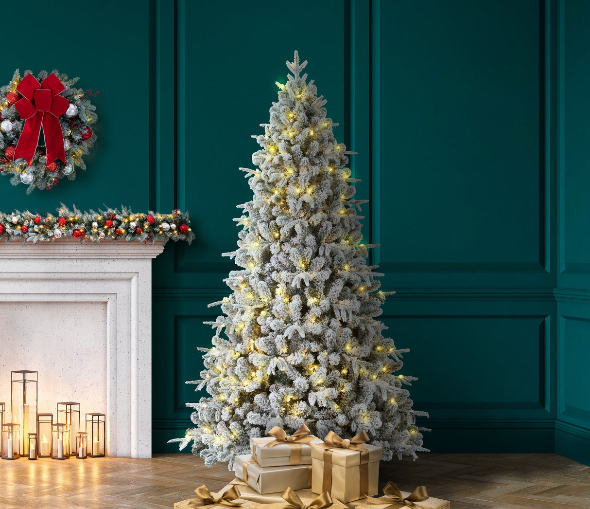 7.5 Foot Flocked Churchill Fir Tree - Color Changing Lights