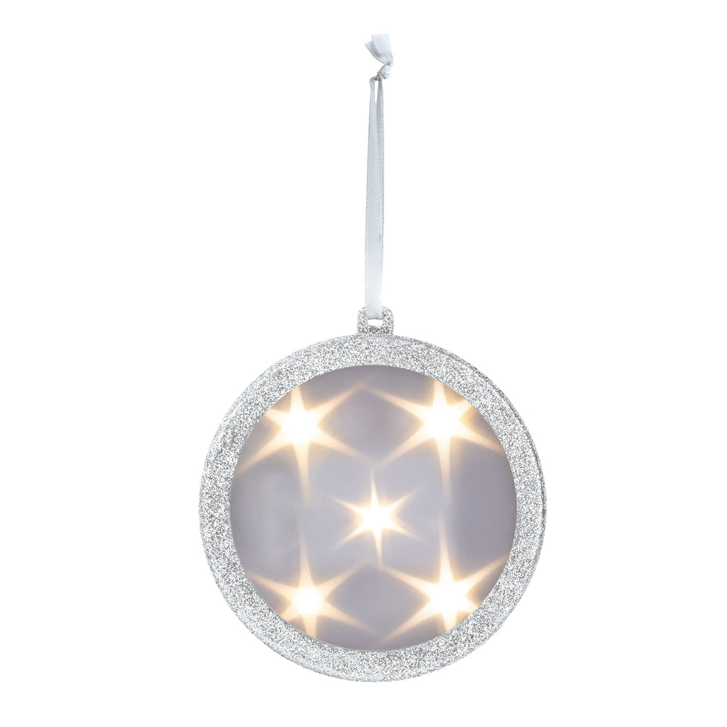 Christmas Ornament - Lighted Holographic Christmas Ornament - Silver