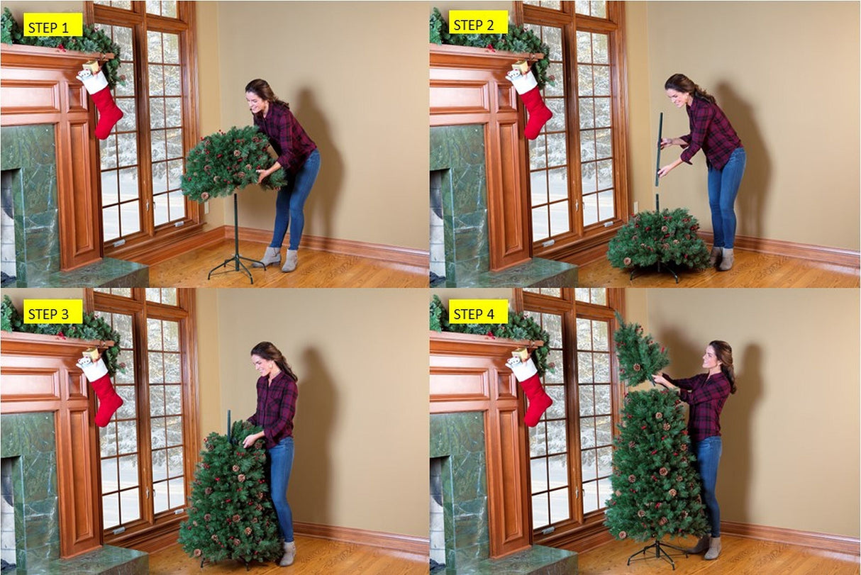 Christmas Tree - 6.5 Foot Newbury Flocked Easy Stow Christmas Tree