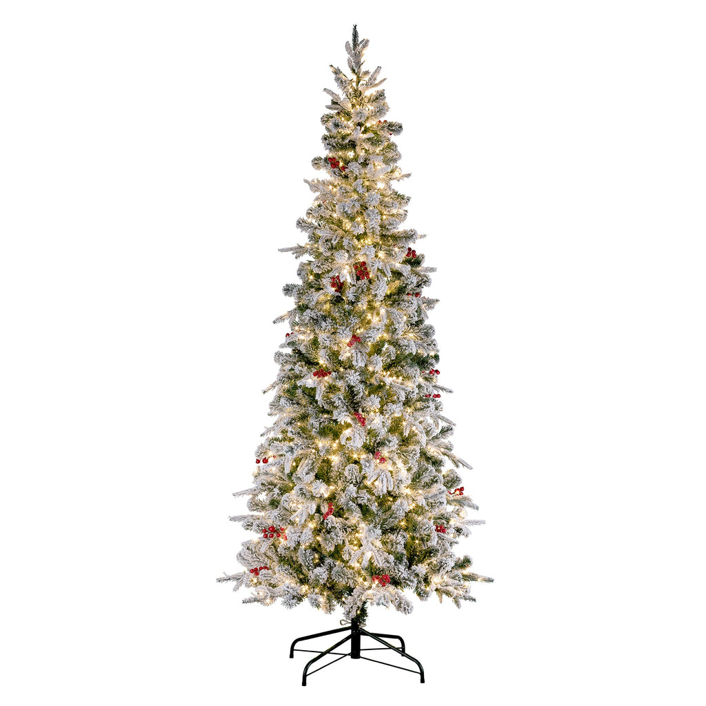Christmas Tree - 7 Foot Pre-lit Lexington Slim Artificial Fir Christmas Tree