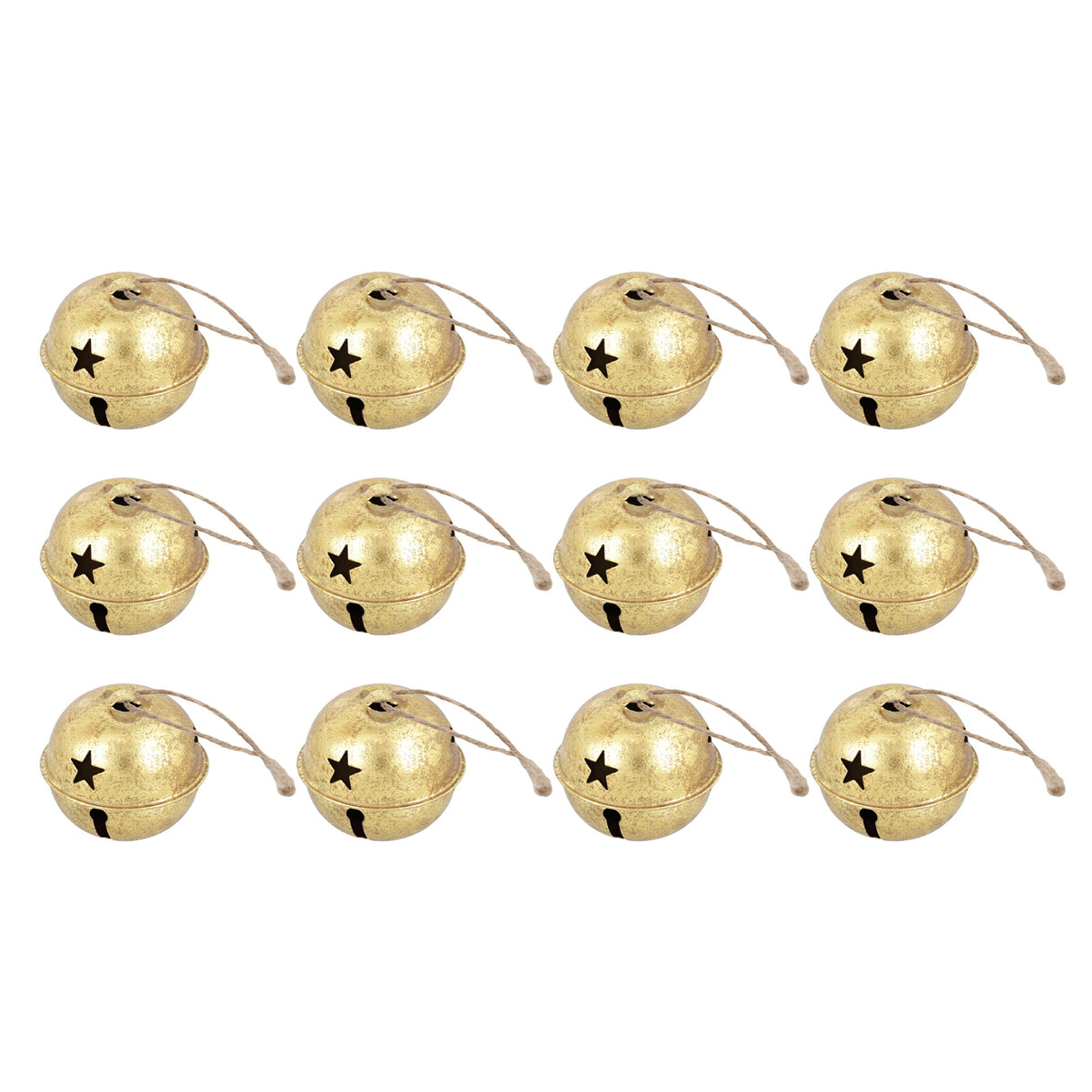 Jingle Bells - Jingle Bell Ornaments (Small Version) - 12 Pack - Gold Foil