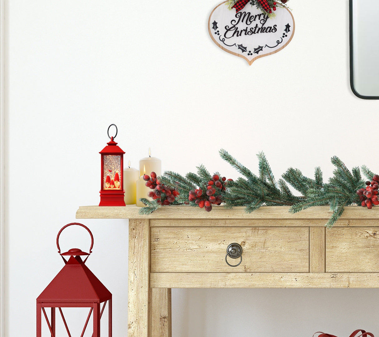 Snowburst?äó 9" Plastic Lantern W/Gnome Trio