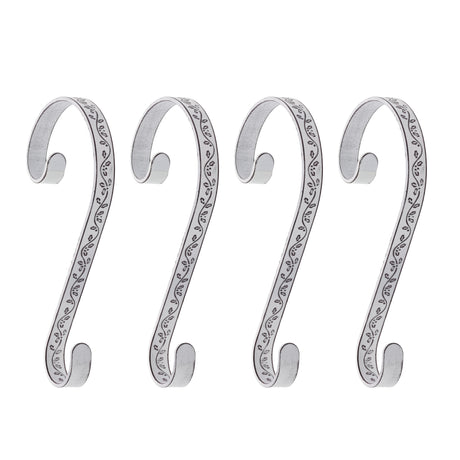 Stocking Holder - Stocking Scrolls?« - Embossed Holly - Whitewash