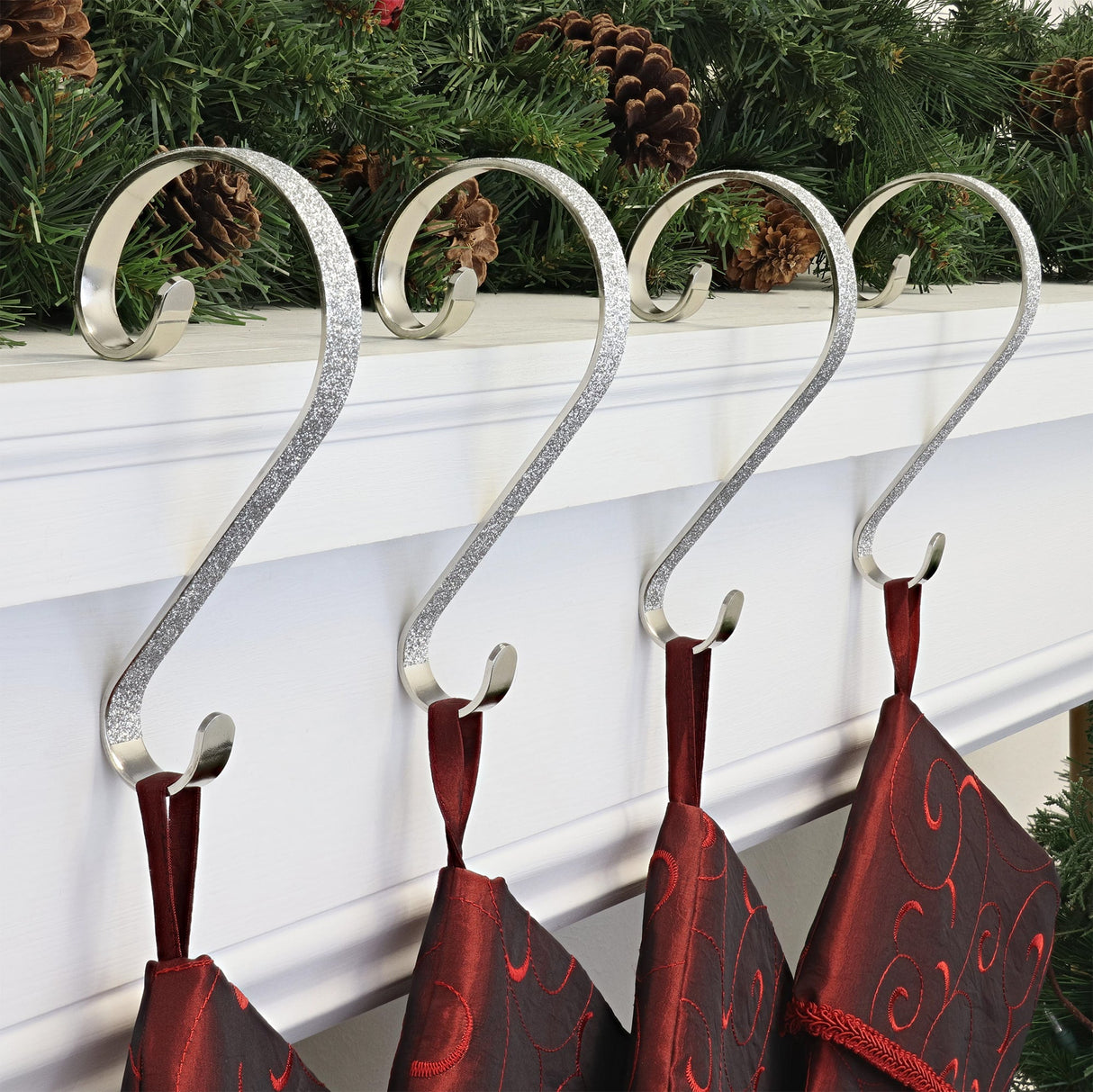 Stocking Holder - Stocking Scrolls?« - Glitter Silver