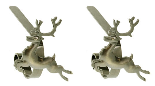 Stocking Holder - The Original MantleClip?« Stocking Holder With Removable Metal Holiday Icons, 2 Pack - Antique Brass Reindeer