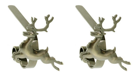 Stocking Holder - The Original MantleClip?« Stocking Holder With Removable Metal Holiday Icons, 2 Pack - Antique Brass Reindeer