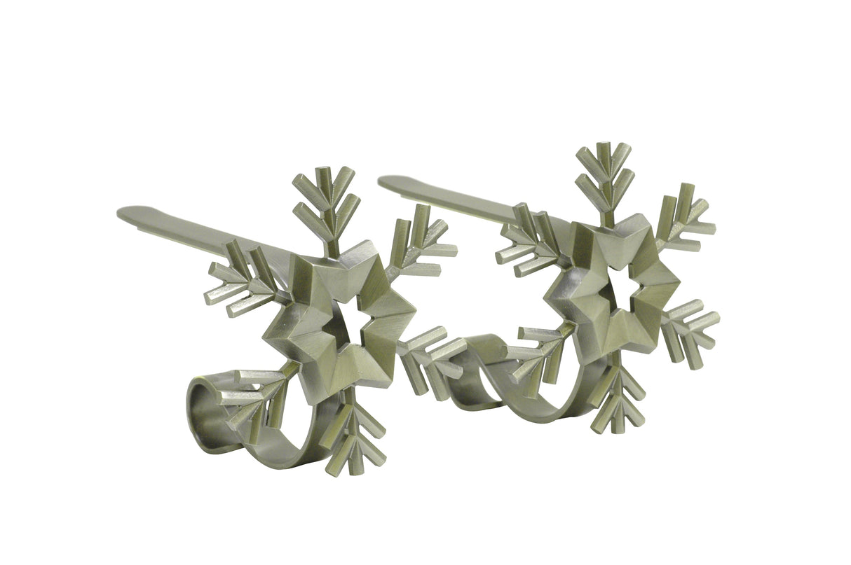 Stocking Holder - The Original MantleClip?« Stocking Holder With Removable Metal Holiday Icons, 2 Pack - Antique Brass Snowflake