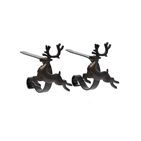 Stocking Holder - The Original MantleClip?« Stocking Holder With Removable Metal Holiday Icons, 2 Pack - Matte Black Reindeer