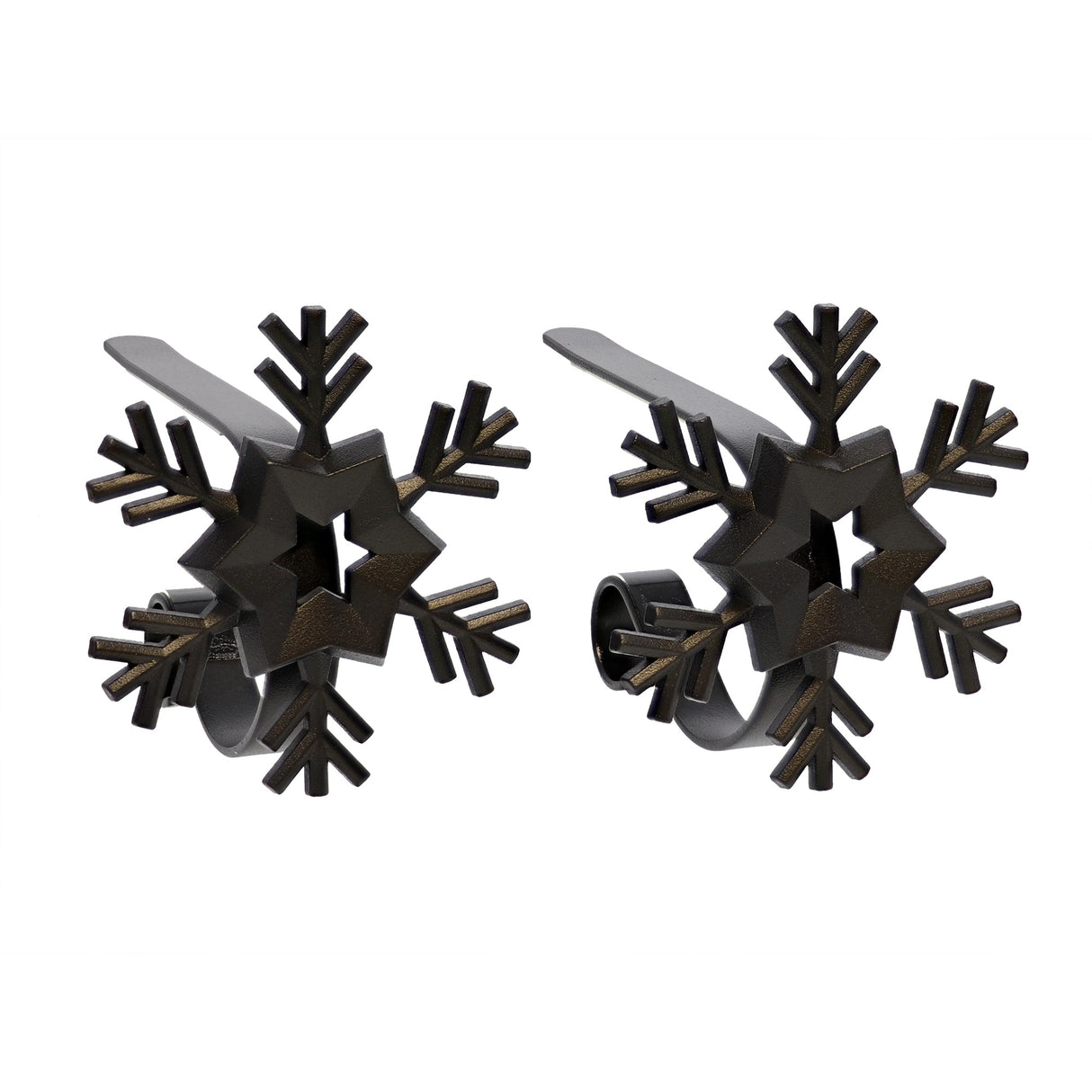Stocking Holder - The Original MantleClip?« Stocking Holder With Removable Metal Holiday Icons, 2 Pack - Matte Black Snowflake