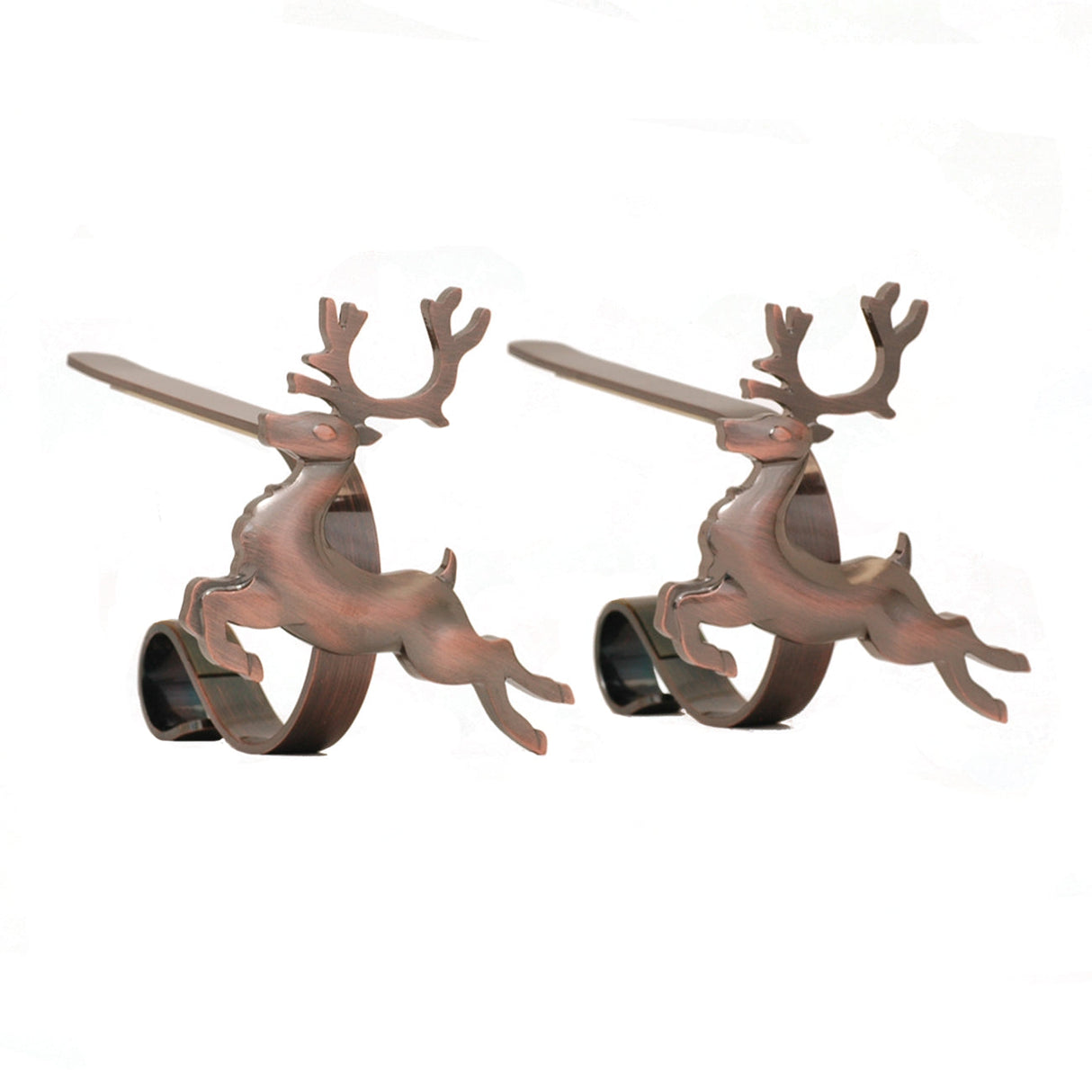 Stocking Holder - The Original MantleClip?« Stocking Holder With Removable Metal Holiday Icons, 2 Pack - Oil-Rubbed Bronze Reindeer