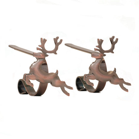 Stocking Holder - The Original MantleClip?« Stocking Holder With Removable Metal Holiday Icons, 2 Pack - Oil-Rubbed Bronze Reindeer