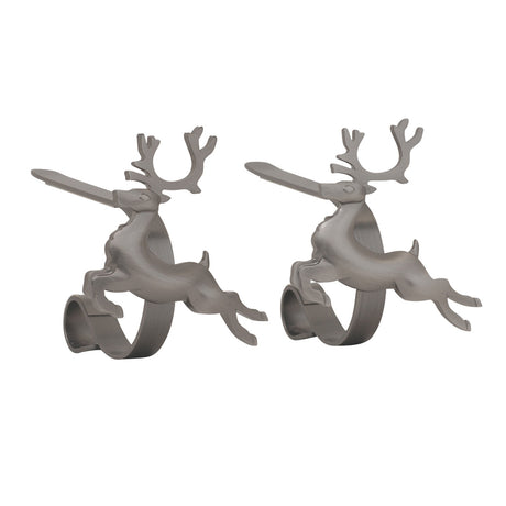 Stocking Holder - The Original MantleClip?« Stocking Holder With Removable Metal Holiday Icons, 2 Pack - Pewter Reindeer