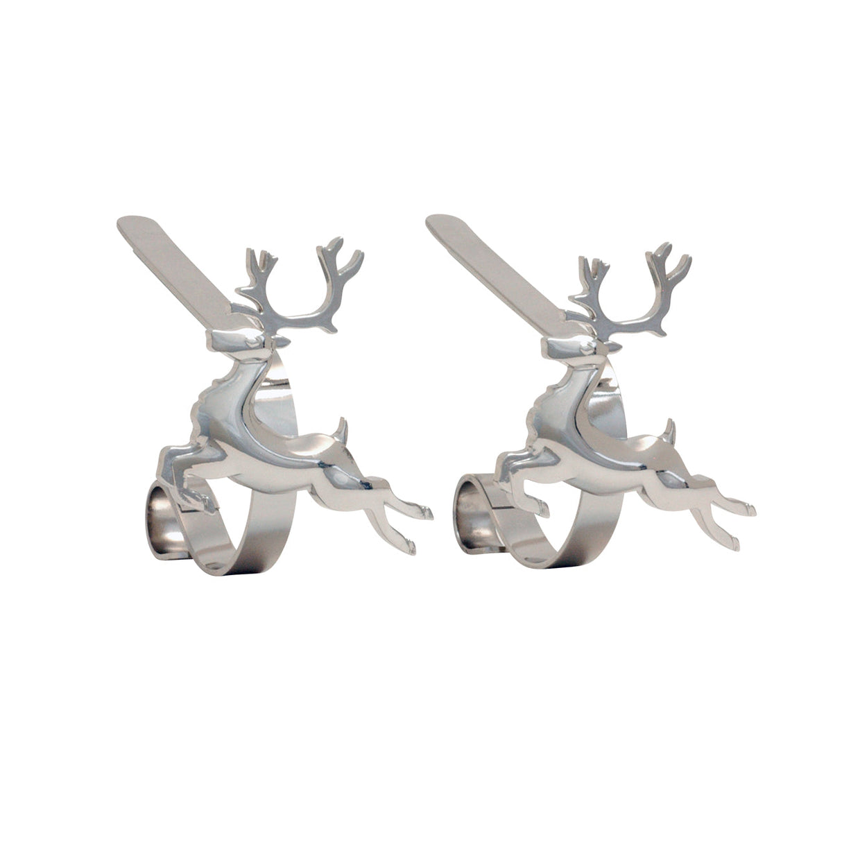 Stocking Holder - The Original MantleClip?« Stocking Holder With Removable Metal Holiday Icons, 2 Pack - Silver Reindeer