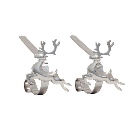 Stocking Holder - The Original MantleClip?« Stocking Holder With Removable Metal Holiday Icons, 2 Pack - Silver Reindeer